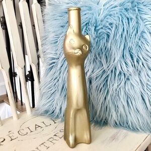 Happy Cat, Metallic Gold, 2007, Empty, Collector, Glass, Wine Bottle, 13" Tall